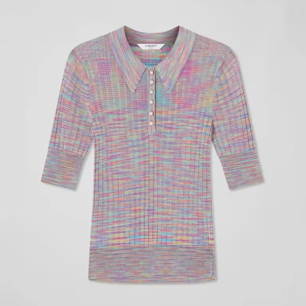LK Bennett Marina Multi-Coloured Ribbed Knit Top - Picture 2 of 13